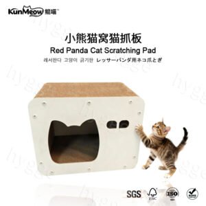 red panda cat scratching board